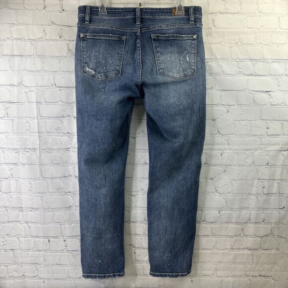 Judy Blue Jeans Womens 11/30 Blue Boyfriend Fit Distressed Stretch Mid Rise - Picture 5 of 13